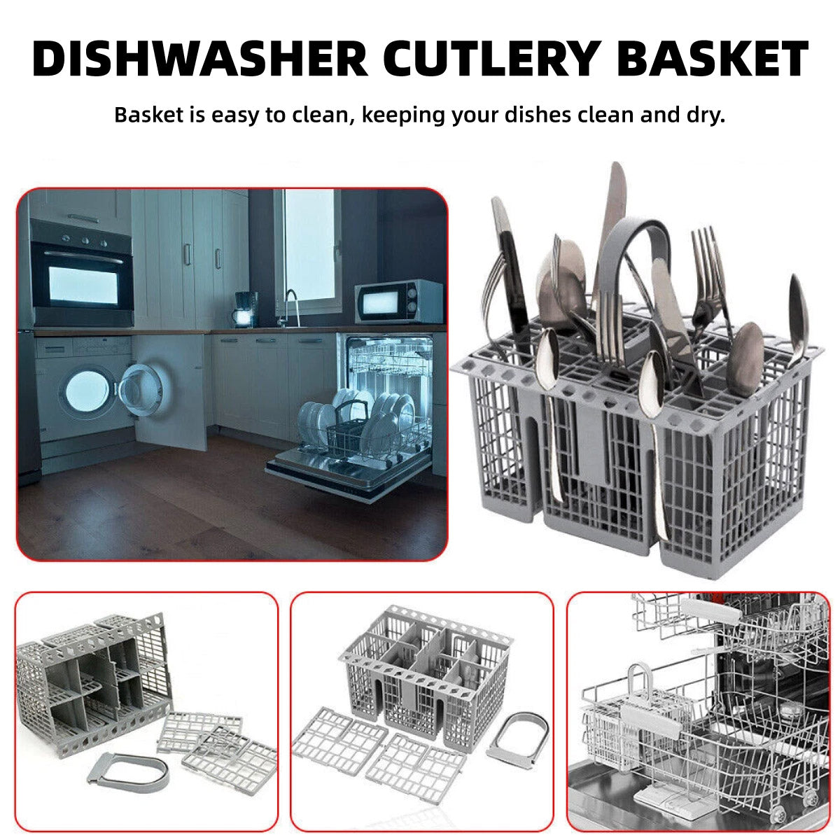 V528-BASKET-220378-202509251336-00 Multifunctional Dishwasher Basket Accessories Fit Hotpoint Indesit Knife And Fork Storage Basket - Image 1