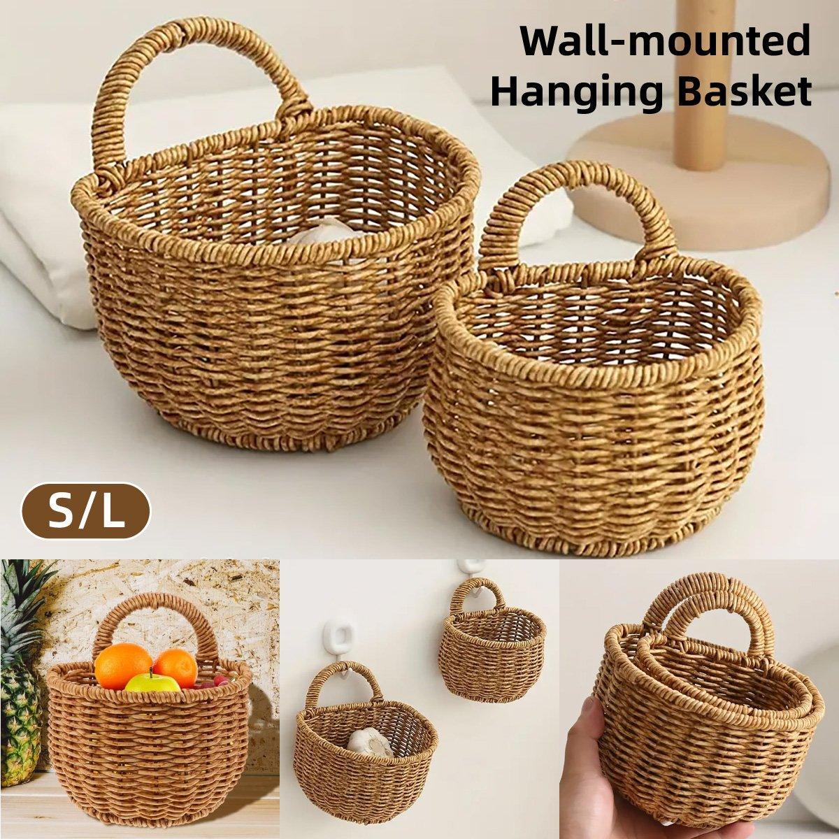 V528-BASKET-SMALL-256462-202509291945-00 Imitation Rattan Woven Storage Basket Shelf Organizer Wash Rack for Home Decor - Small - Image 1