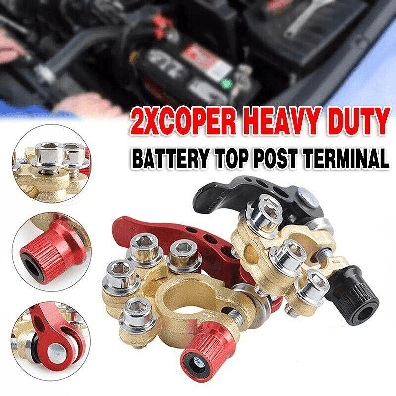 V528-BATTERYTERMINAL-2PCS-96646-202509251353-00 Heavy Duty Car Battery Terminal Clamp 2PCS Quick Release Brass Connector - Image 1