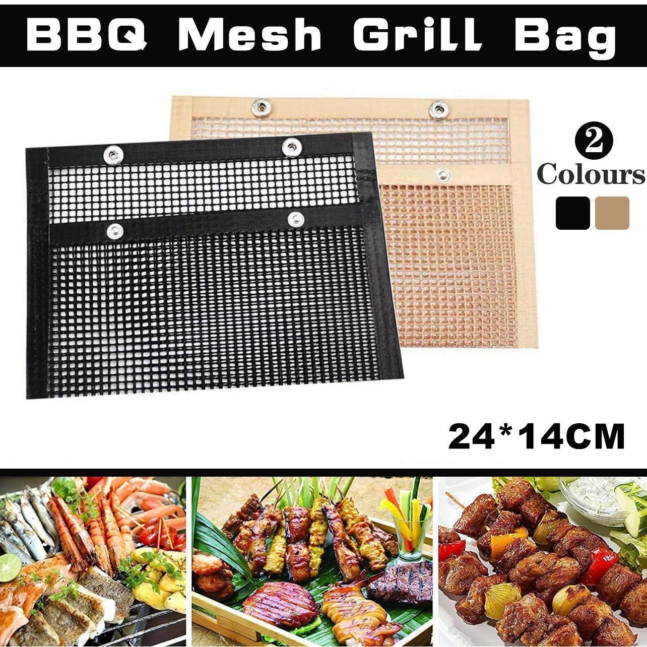 V528-BBQ-NETBAGCOPPER24-14CM-SMALL-202510010245-00 24x14CM BBQ Grilling Mesh Reusable Bag Outdoor Camping Barbecue Grill Mats Cooking Pads - Copper - Image 1