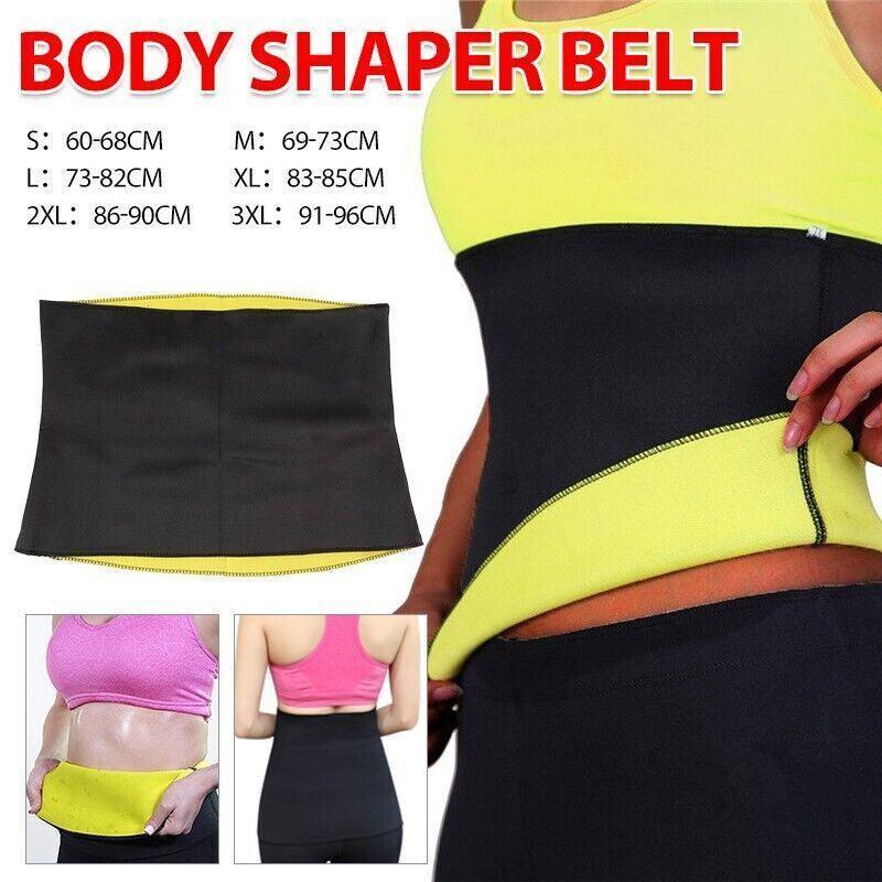 V528-BELT-YELLOW-S-740817-202509251310-00 Hot Fit Body Shaper Slimming Belt Waist Trainer Tummy Trimmer Sweat Fat Burn Oz - S - Image 1