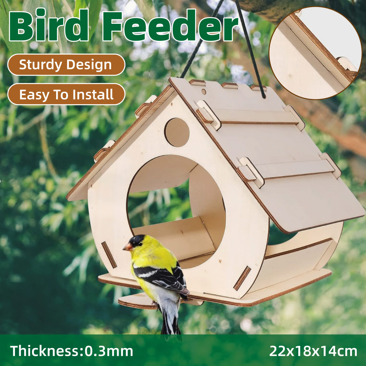V528-BIRD-22-14-18CM-138330-202509291719-00 Hanging Bird House Nest Feeder Outdoor Garden Cage Shelter For Small Wild Birds - Image 1