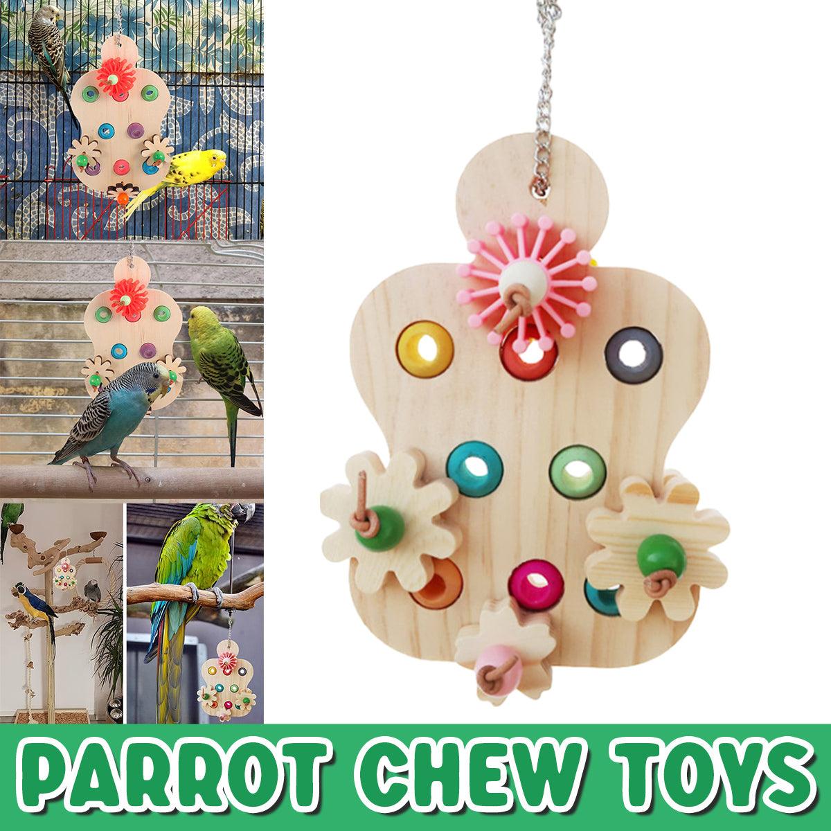 V528-BIRD-TOY-288294-202509251035-00 Wooden Parrot Toys Educational Interactive Chewing Nibbling Hanging Cage Toys - Image 1