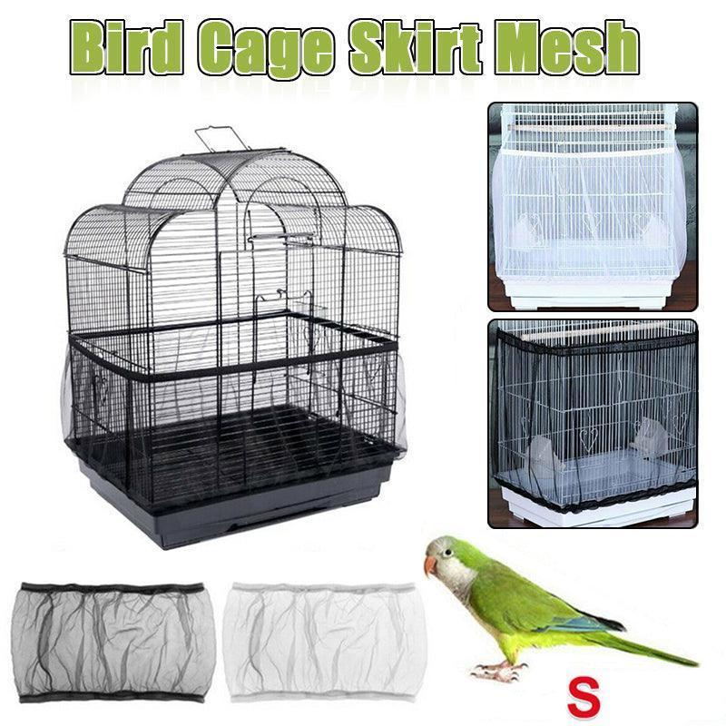 V528-BIRDCAGE-S-WHITE-52722-202510010509-00 S Size Shell Skirt Mesh Cover Pet Bird Cage Guard Nylon Net Seed Catcher - White - Image 1