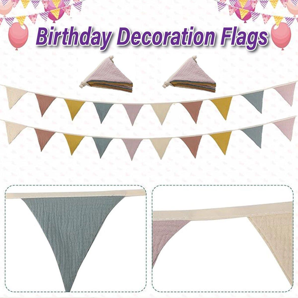 V528-BIRTHDAYBUNTING-MORANDI-2BAG-294428-202509251340-00 2PCS Triangle Bunting Flag Garland Hanging Flag Banner for Wedding Parties - Image 1