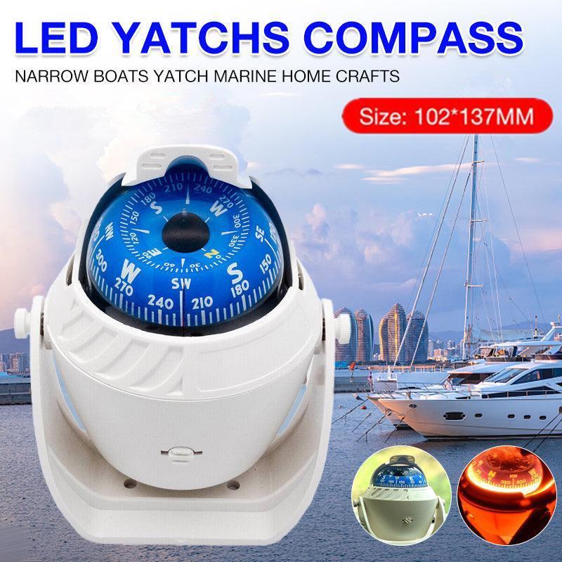 V528-BOATCOMPASS-919352-202509251353-00 1Pc Boat Compass with Built In Light White 65mm Pivoting Card for Marine Use - Image 1