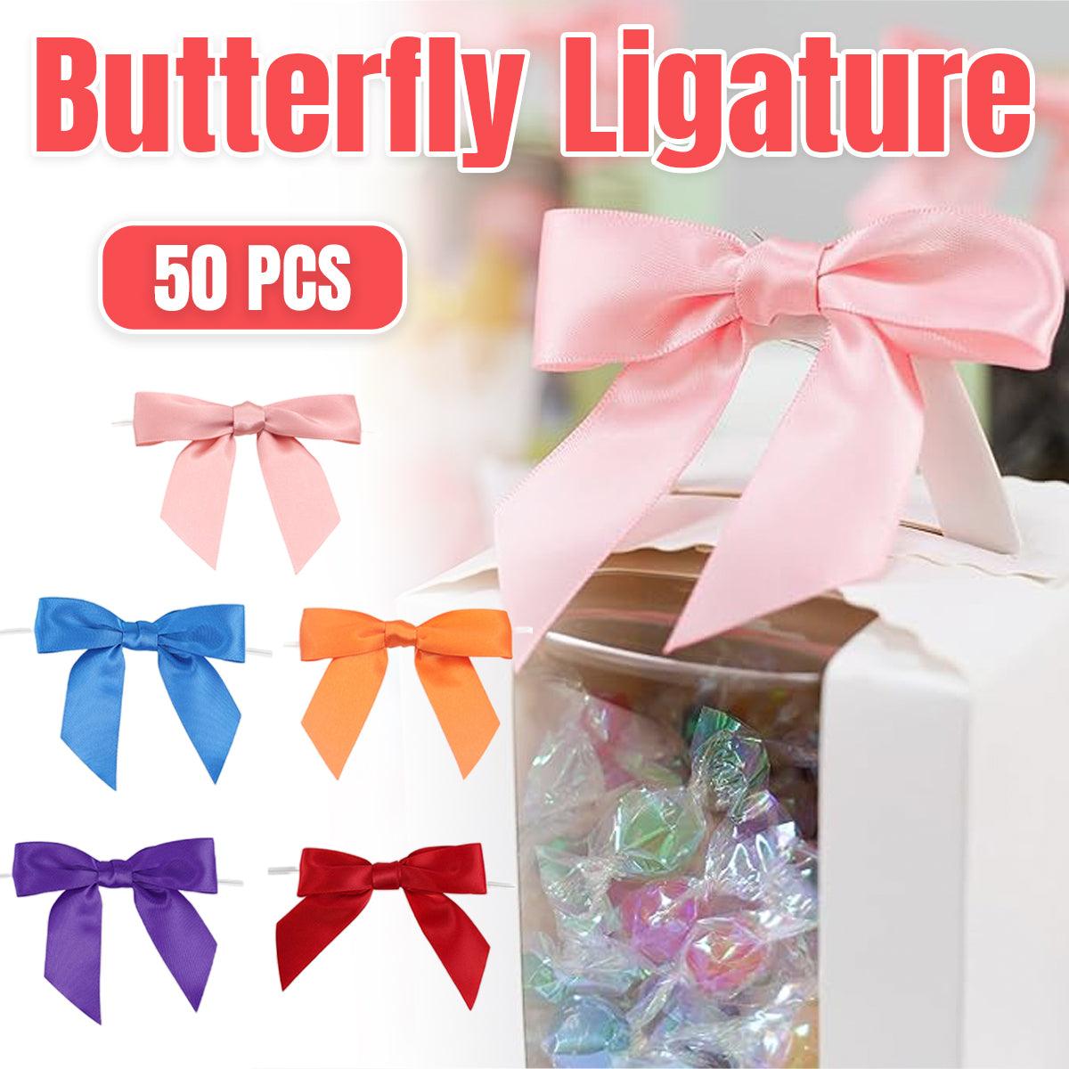 V528-BOWKNOT-ORANGE-50PCS-25-650268-202510011019-00 50pcs Bow Gift Packaging Sealing Tie Drawstring Baking Wrap Bag Decorative Ties - Orange - Image 1