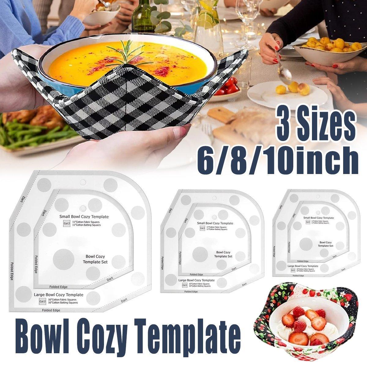 V528-BOWL-COZY-3PCS-791452-202509251515-00 Quilting Ruler Bowl Mat Table Placemat Cozy Acrylic Durable Patchwork Craft Tool - Image 1