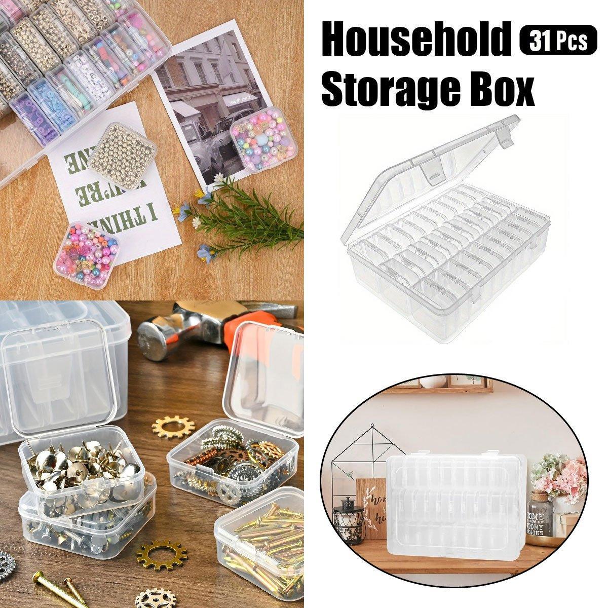 V528-BOX-30PCS-573506-202509251546-00 31PCS Plastic Home Storage Box Transparent Desktop Organizer Jewelry Beads Box - Image 1