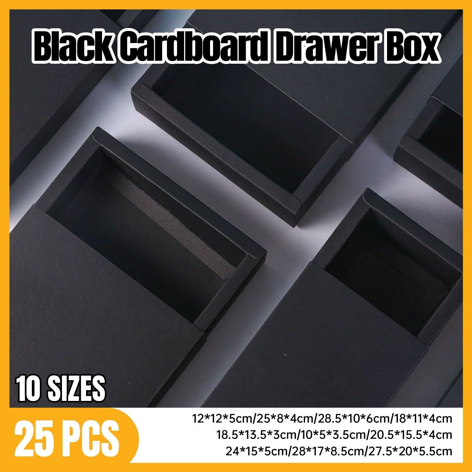 V528-BOX-BLACK-25-8-4-25PCS-606979-202509301627-00 25X Black Kraft Paper Drawer Jewelry Package Necklace Bracelet Gift Package box - 25*8*4-25pcs - Image 1