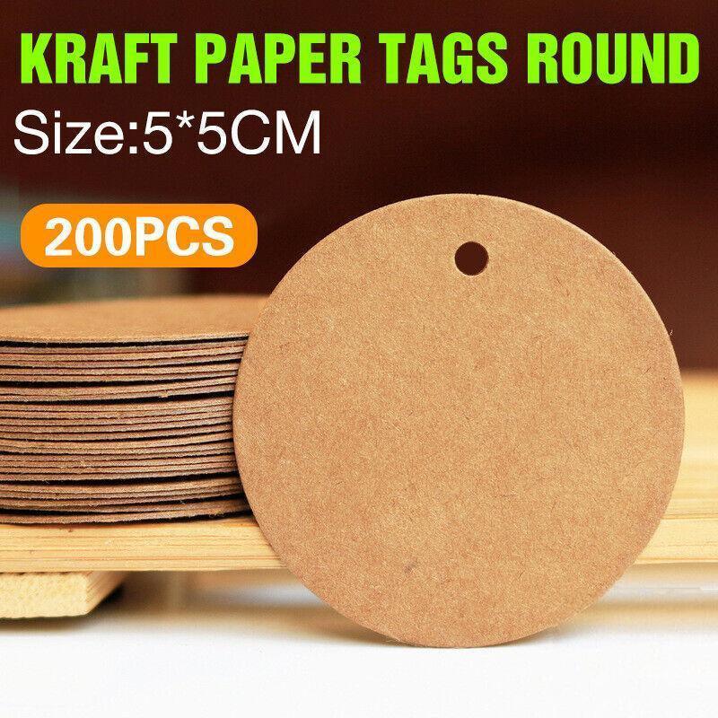 V528-BROWNCARD-200PCS-342608-202509251346-00 200Pcs Kraft Paper Tags Round 5X5 Cm Brown Card Cardboard Wedding Party Gift Diy - Image 1