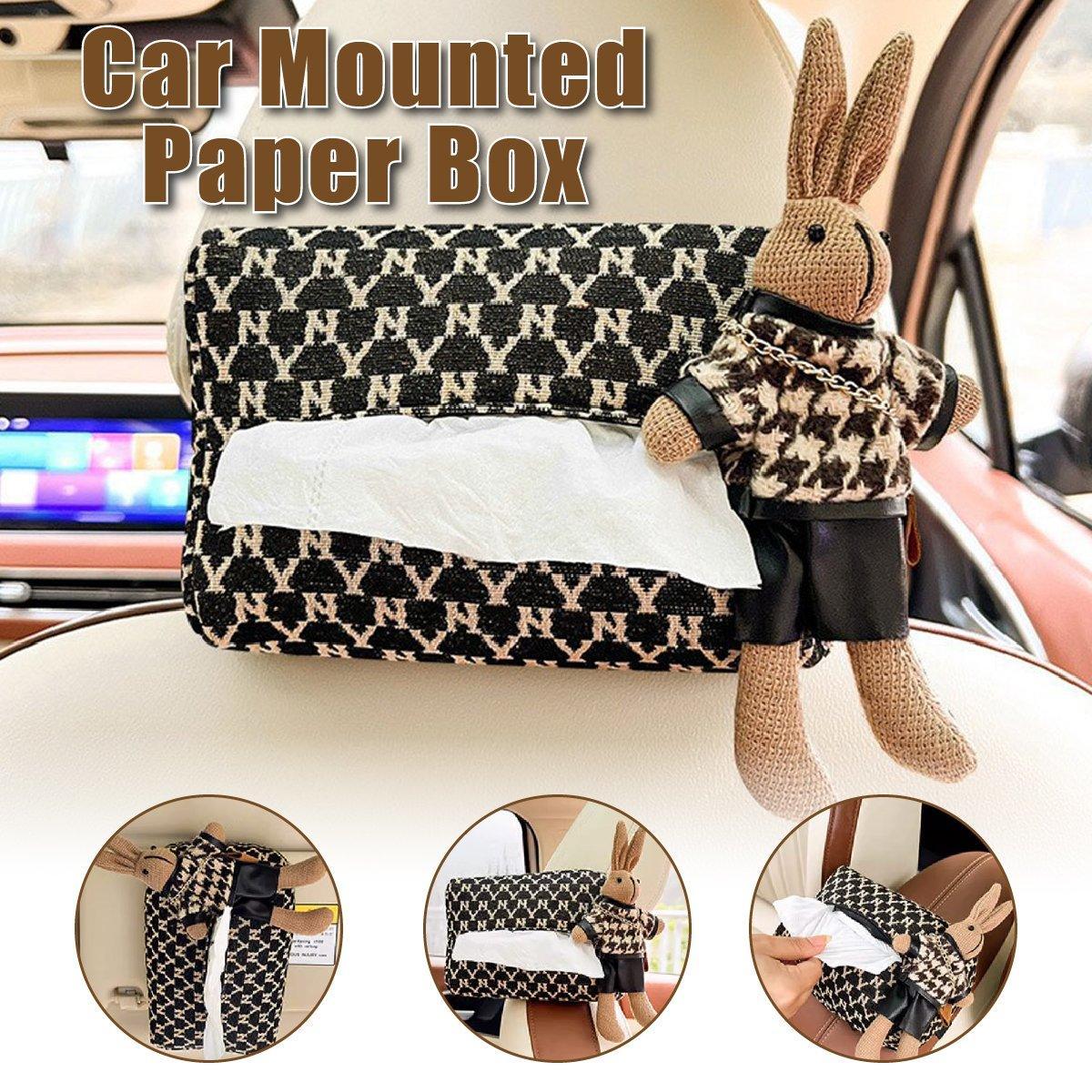 V528-CAR-TISSUE-214623-202509250945-00 Car Tissue Box Cute Fabric Hanging Box for Car and Living Room Tissue Organizer - Image 1