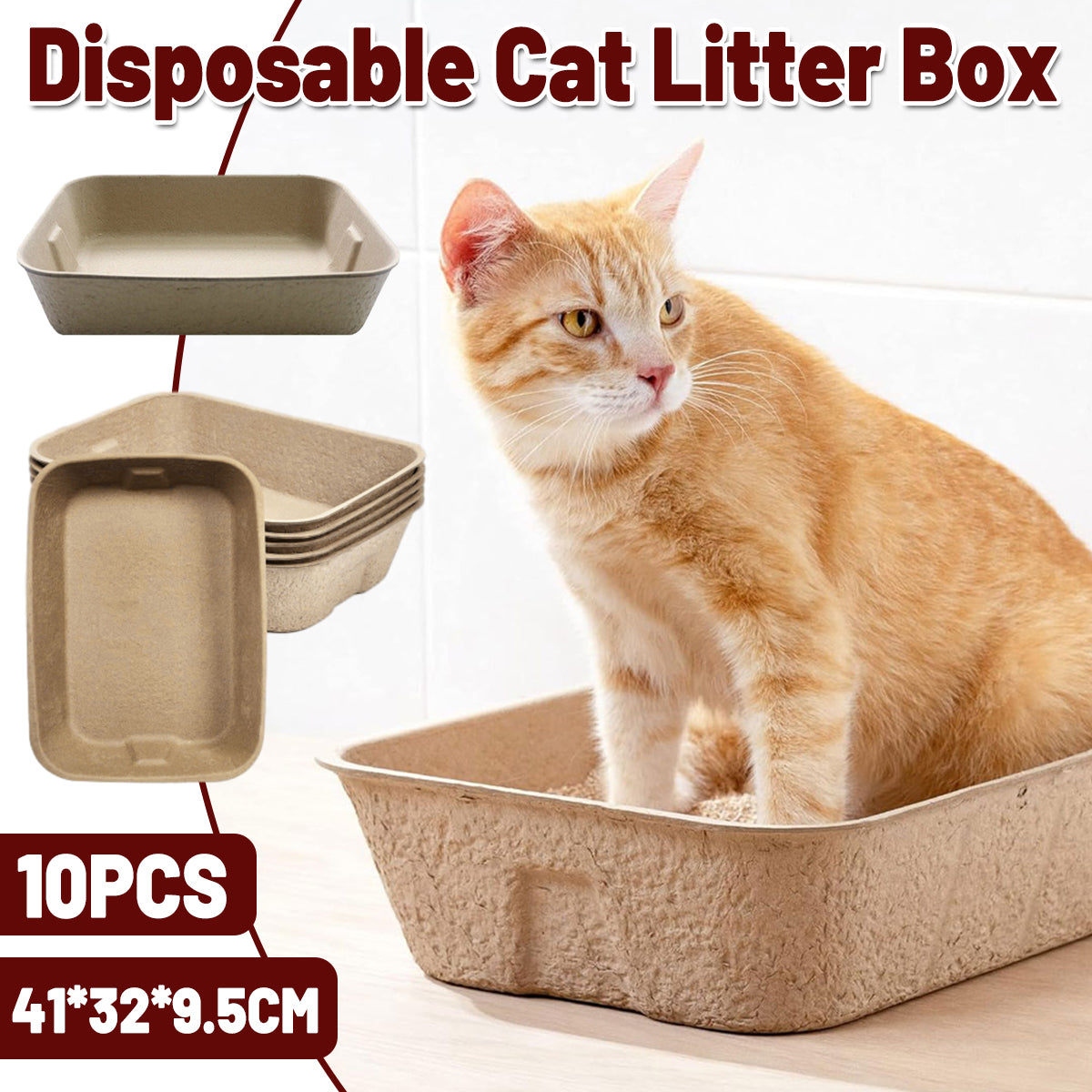 V528-CAT-LITTER-BOX-10PCS-795911-202509291627-00 10pcs Disposable Litter Box Pulp Degradable Pet Tray Travel Portable Eco Use - Image 1
