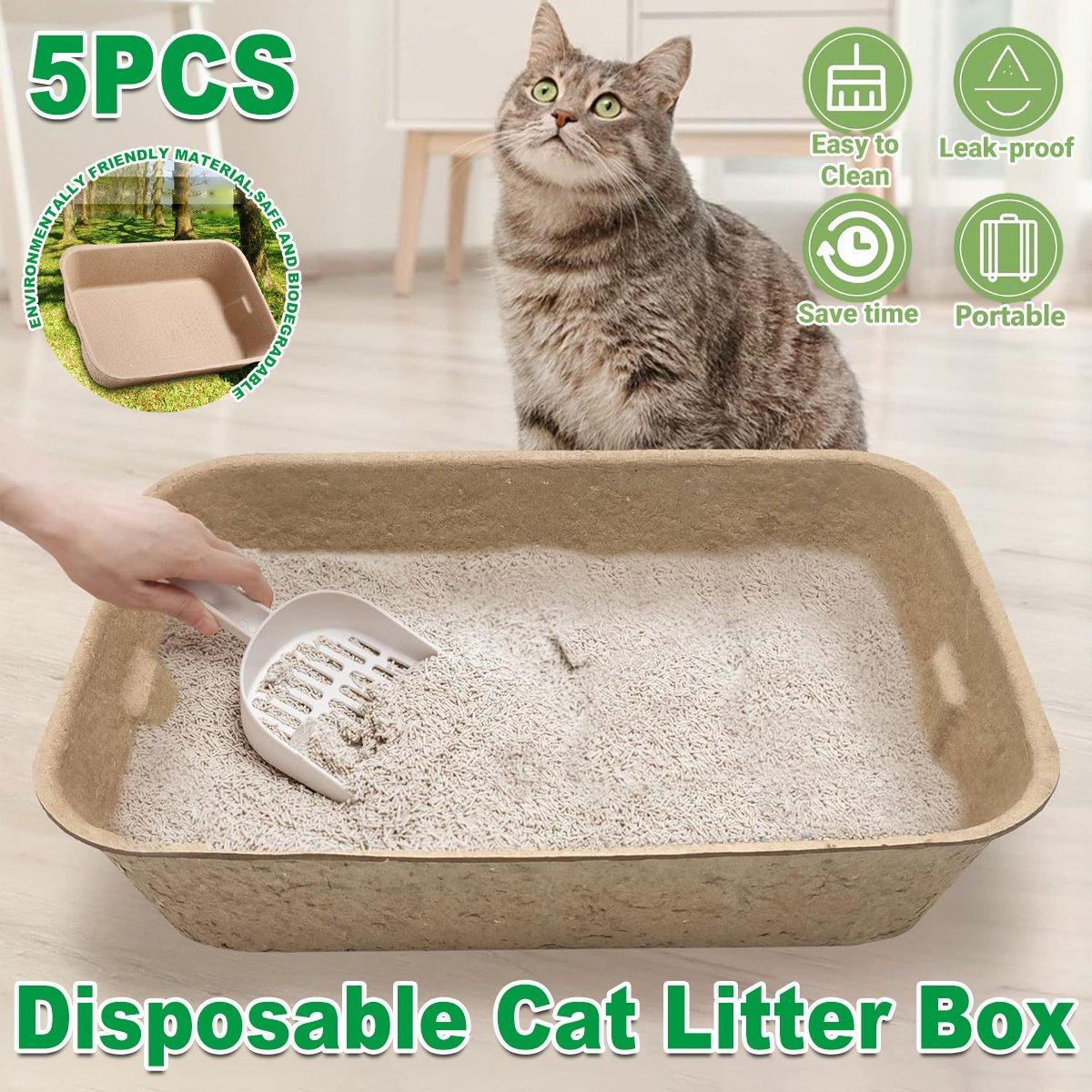 V528-CAT-LITTER-BOX-5PCS-347203-202509291846-00 5pcs Disposable Cat Litter Pan Open Design Easy Clean Litter Box Pet Cleaning - Image 1