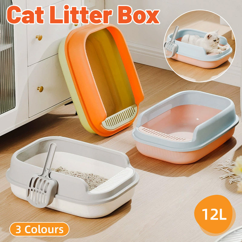 V528-CAT-PURPLE-PINK-431534-202510011127-00 12L Semi Enclosed Large Cat Litter Box with Delivery Shovel Easy Clean Toilet - Purple-Pink - Image 1