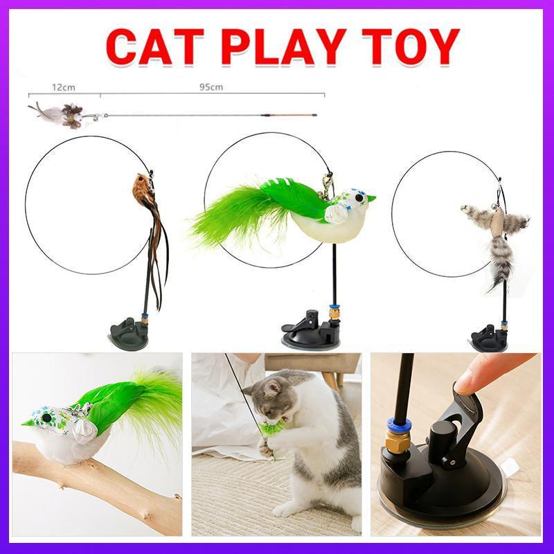 V528-CATPLAYTOY-2-466771-202510010927-00 Cat Play Toy Simulation Birds Teaser Wand Interactive Stick with Suction Cup - 2 - Image 1