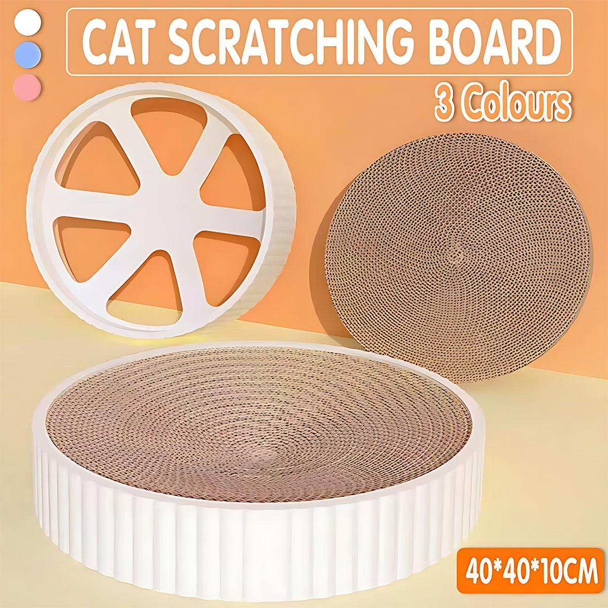 V528-CATSCRATCHINGBOARD-PINK-43839-202510010909-00 2In1 Cat Scratching Board Round Cat Scratcher Pad Lounge Bed Bowl Pet Sofa House - Pink - Image 1