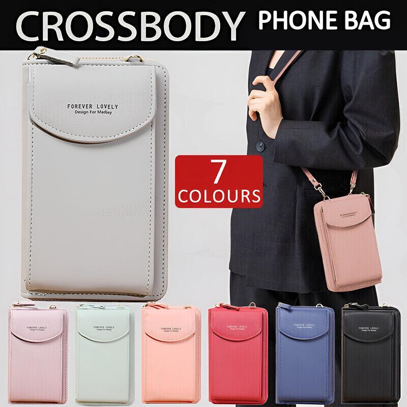 V528-CELLPHONEBAG-BLACK-1567-202509301910-00 Women Pouch Bag Mobile Phone Bag Pu Leather Crossbody Purse Wallet Shoulder Bag - Black - Image 1