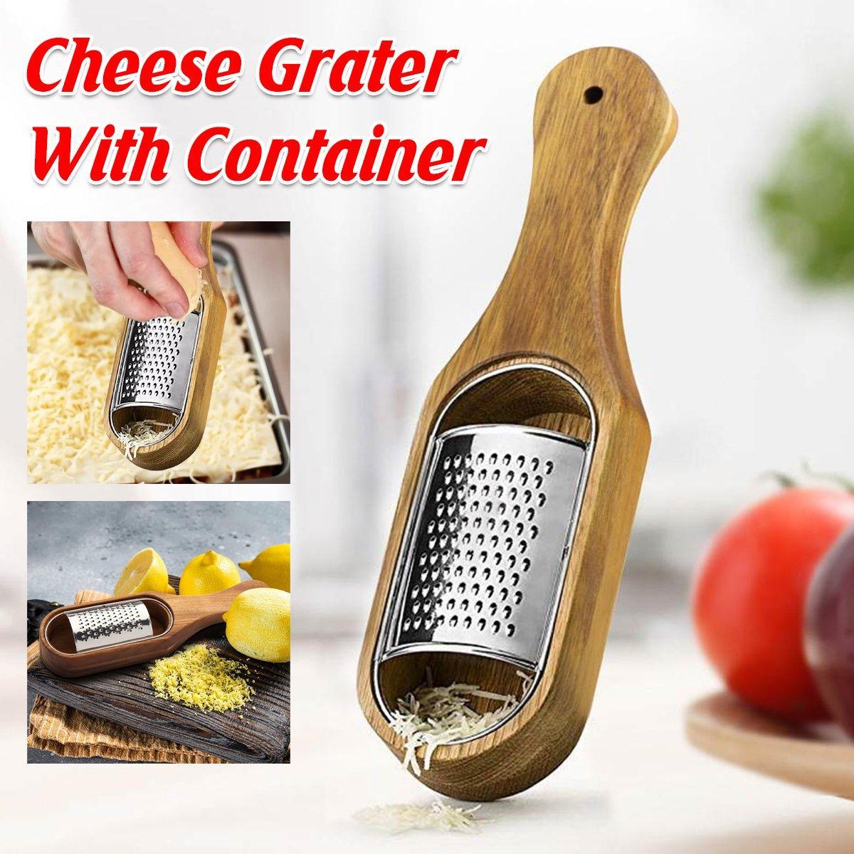 V528-CHEESE-GRATER-615524-202509251626-00 Premium Stainless Steel Cheese Grater with Acacia Wood Handle Scraper Planer - Image 1