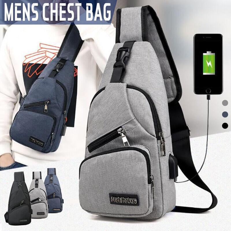 V528-CHESTBAG-BLACK-678341-202510011019-00 Durable Mens Chest Bag Shoulder Backpack Man Sling Cross Body Satchel Travel Bag - Black - Image 1