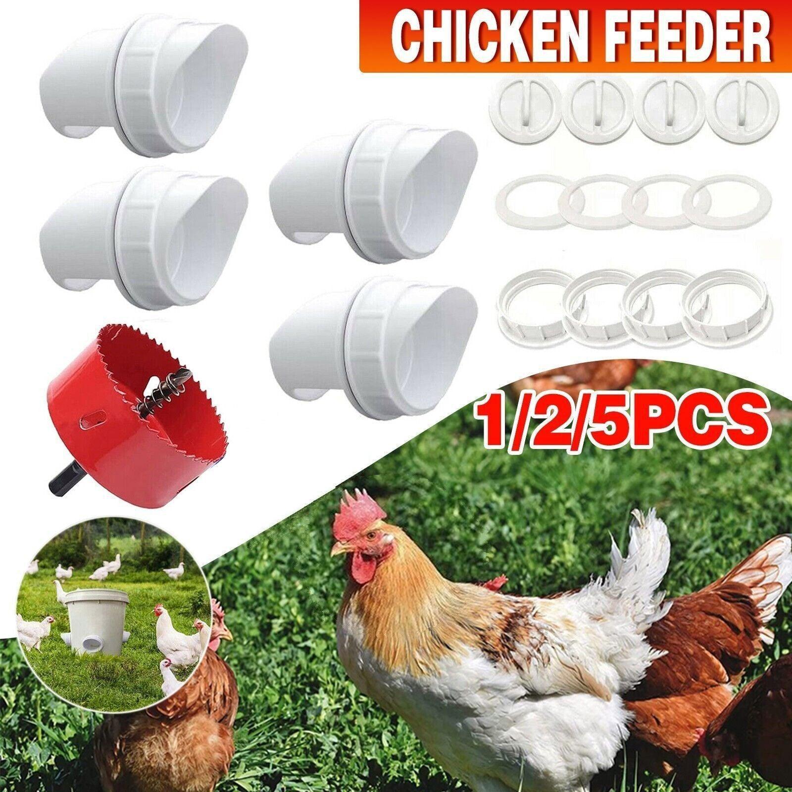 V528-CHICKENFEEDER-2PORTS-433186-202509302036-00 New Chicken Feeder Poultry Pro Feeder Diy Port Pvc Gravity Fed Chicken Feeder - 2 PCS Ports (No Hole Saw) - Image 1