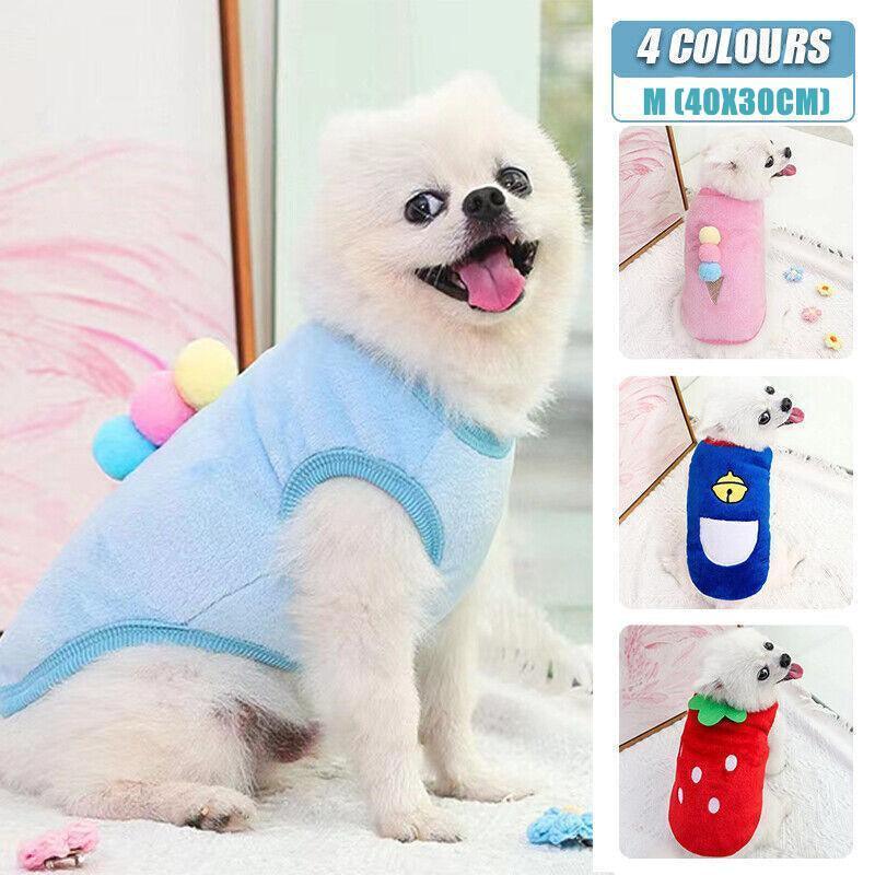 V528-CLOTHING-BLUEICECREAM-M-19265-202510010836-00 M Size Warm Winter Dog Clothes Soft Fleece Dog Jacket Pet Coat Sweater Puppy Cat Jumper - Blue Ice Cream - Image 1