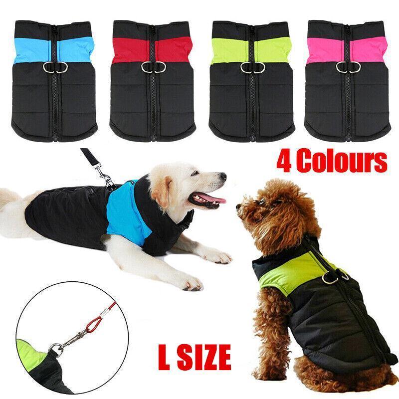 V528-CLOTHING-RED-L-63412-202510010627-00 L Size Large Dog Jacket Padded Waterproof Pet Clothes Warm Windbreaker Vest Coat Winter - Red - Image 1