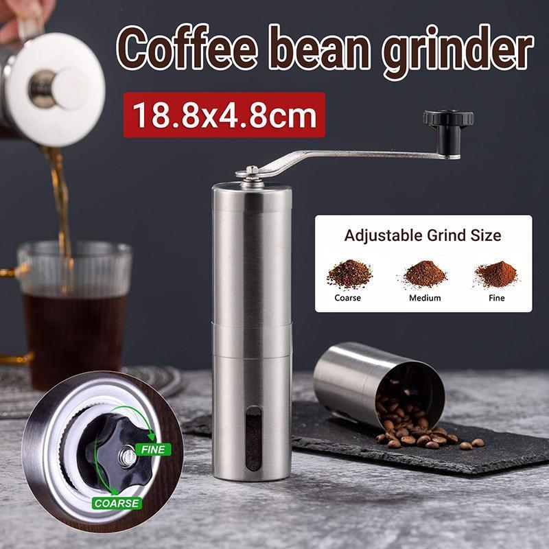 V528-COFFEE-BEAN-GRINDER-5457781-202509251110-00 18.8cm Manual Coffee Bean Grinder Stainless Steel Hand Coffee Mill Ceramic Burr - Image 1