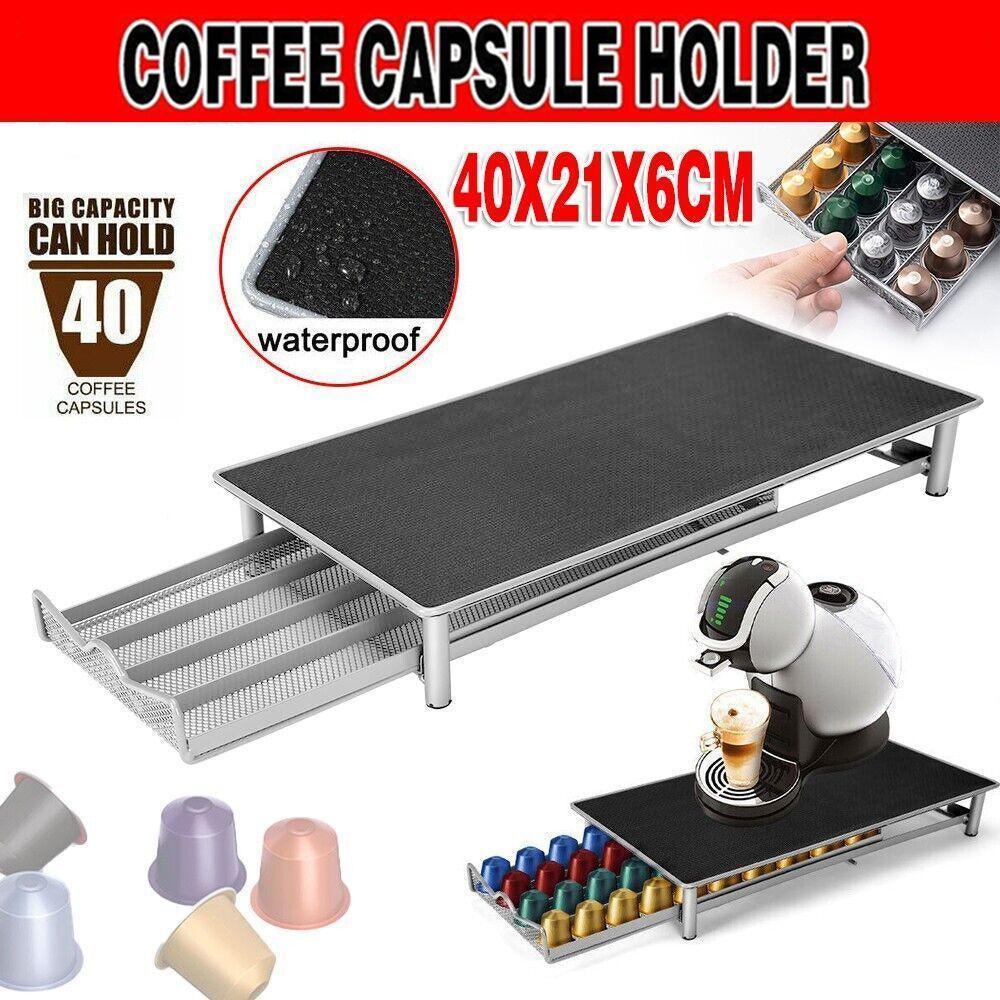 V528-COFFEESTAND-GREY-79775-202509251510-00 Coffee Capsule Drawer Holder for 40 Nespresso Pods with Non-Slip Top Rack - Image 1