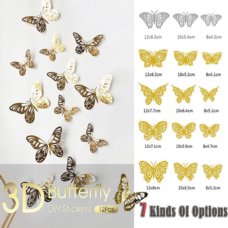 V528-COLOUR-760479243-202510011000-00 12X 3D Butterfly Wall Decals Stickers Removable Kids Nursery Decoration - 7604 - Image 1