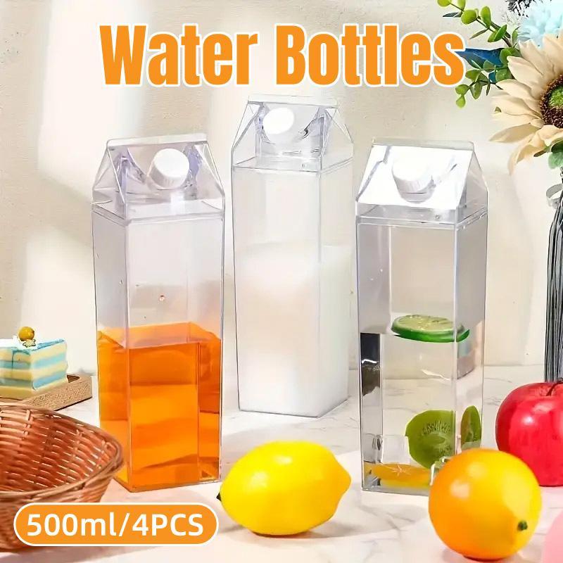 V528-CUP-500ML-4PCS-619042-202509291418-00 4pcs Large Capacity Square Mug Transparent Plastic Water Juice Drinking Cups - Image 1