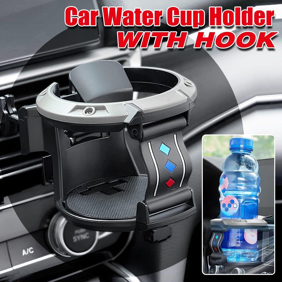 V528-CUP-HOLDER-BLACK-GREY-122374-202509251552-00 Universal Car Air Vent Cup Holder Beverage for Milk Tea Stand with Hook Bracket - Image 1