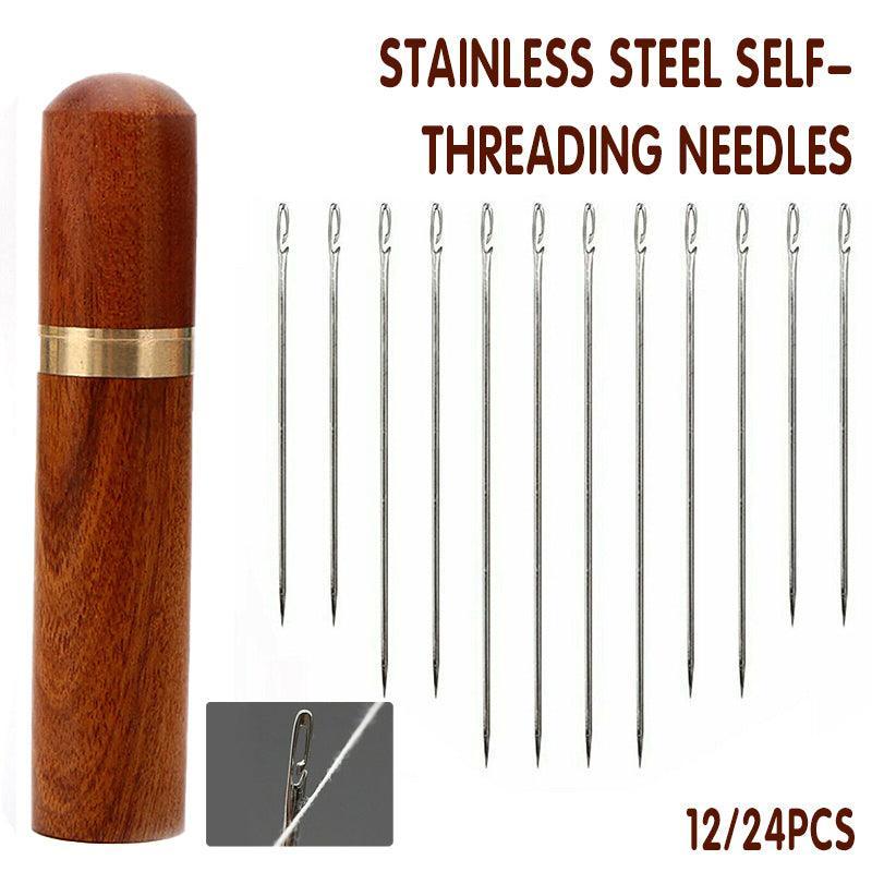 V528-DARNINGNEEDL-24PCS-875417-202509302345-00 Stainless Steel Self-Threading Needles Opening Sewing Darning Needles 12/24 Pcs - 24PCS - Image 1