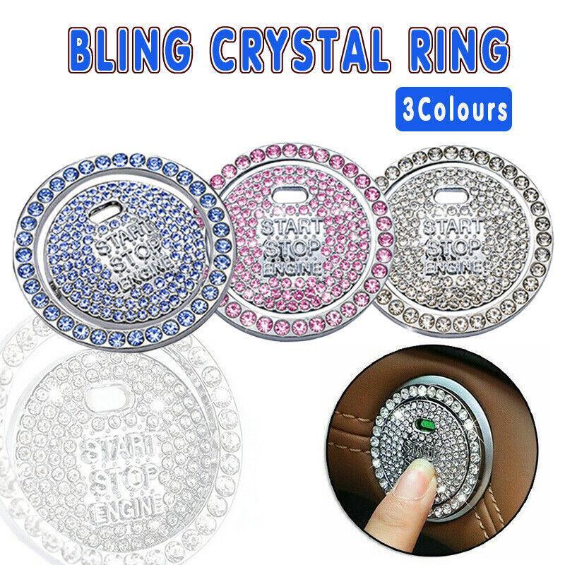 V528-DECORATIVECIRCLE-PINK-952121-202509302218-00 Bling Crystal Ring For Car One Key Engine Start Stop Decoration Button - Pink - Image 1