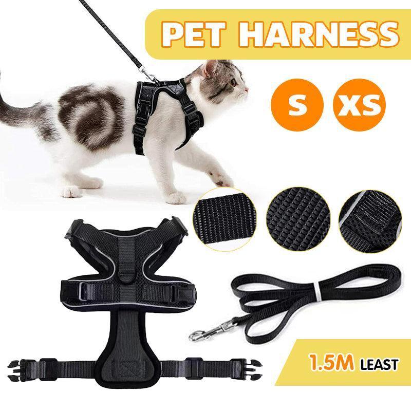 V528-DOGHARNESSLEASH-S-682230-202510010718-00 Adjustable Pet Harness and Leash Set for Cat Dog Escape Proof Reflective Vest - S - Image 1