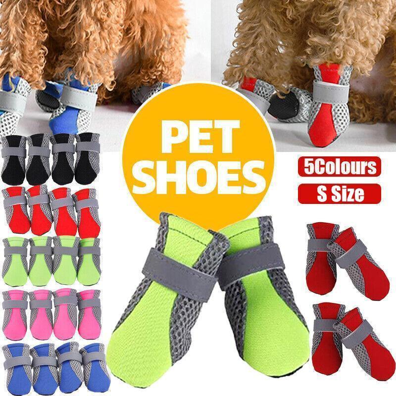 V528-DOGSHOE-BLUE-S-93930-202510010936-00 4PCS S Size Anti Slip Waterproof Protective Dog Shoes Rain Boots Pet Socks Booties - Blue - Image 1