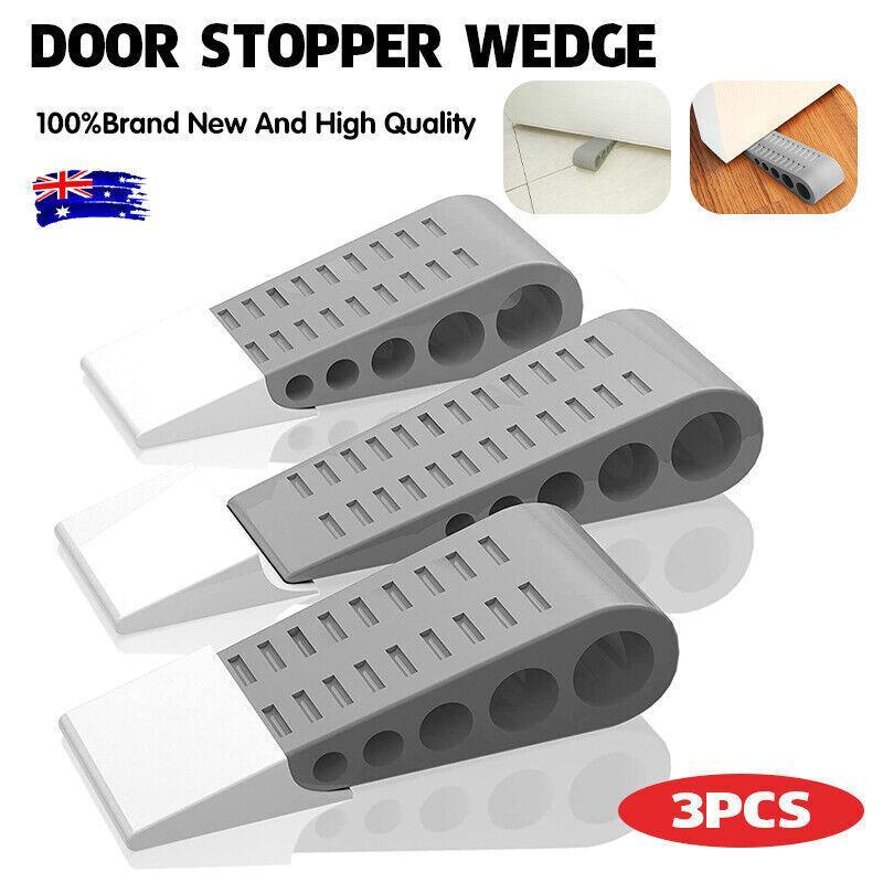 V528-DOORSTOPPER-3PCS-53117-202509291554-00 3Pcs Rubber Grip Wedge Door Stoppers Floor Carpet Heavy Duty Door Stop Security - Image 1
