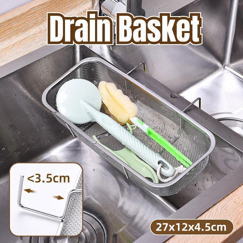 V528-DRAIN-BASKET-218648-202509291655-00 Stainless Steel Sink Drainer Basket Rack for Kitchen Dish Drying and Storage - Image 1