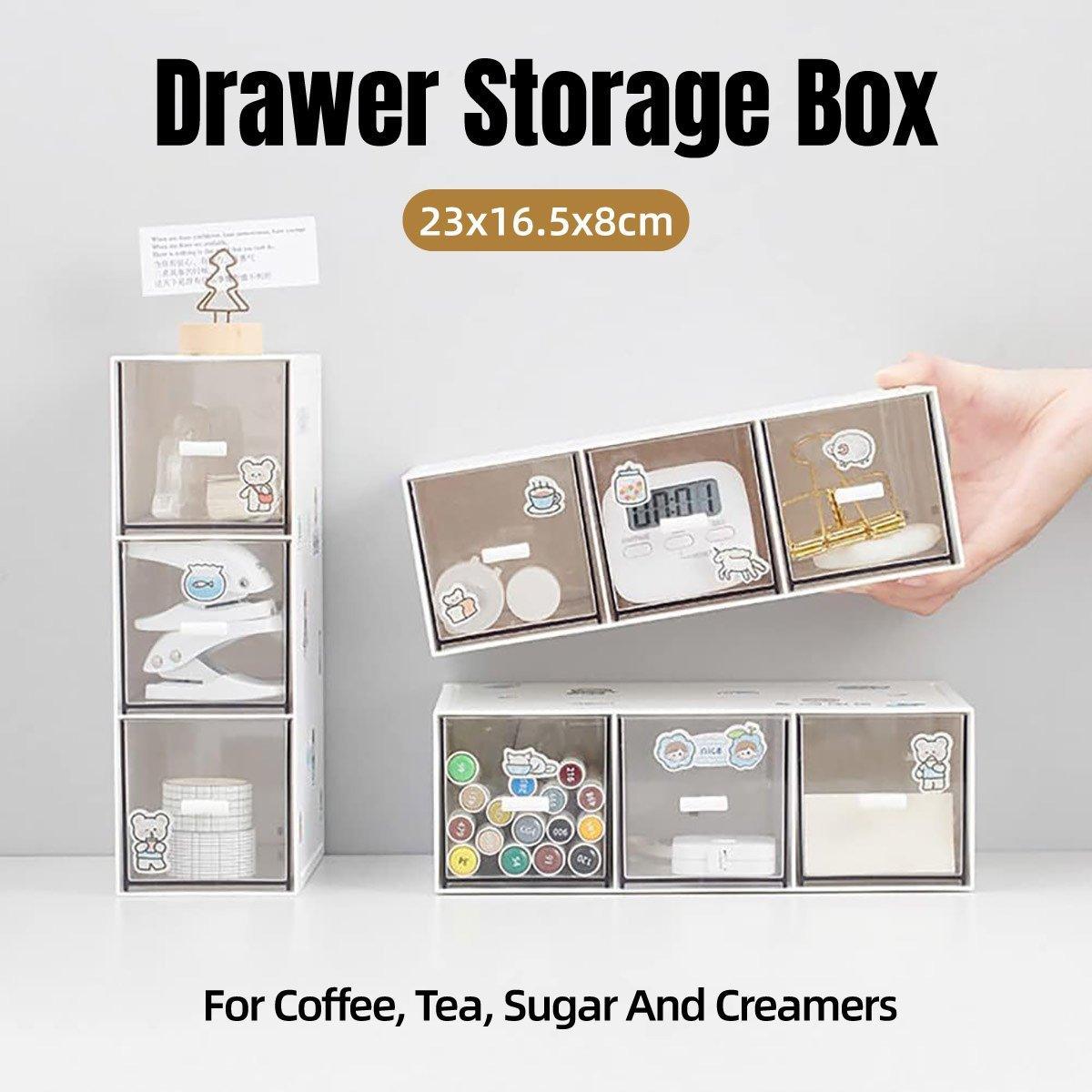 V528-DRAWER-629815-202509251021-00 Storage Box 3Drawers DIY Desktop Plastic Transparent Coffee Sugar Jewelry Box - Image 1
