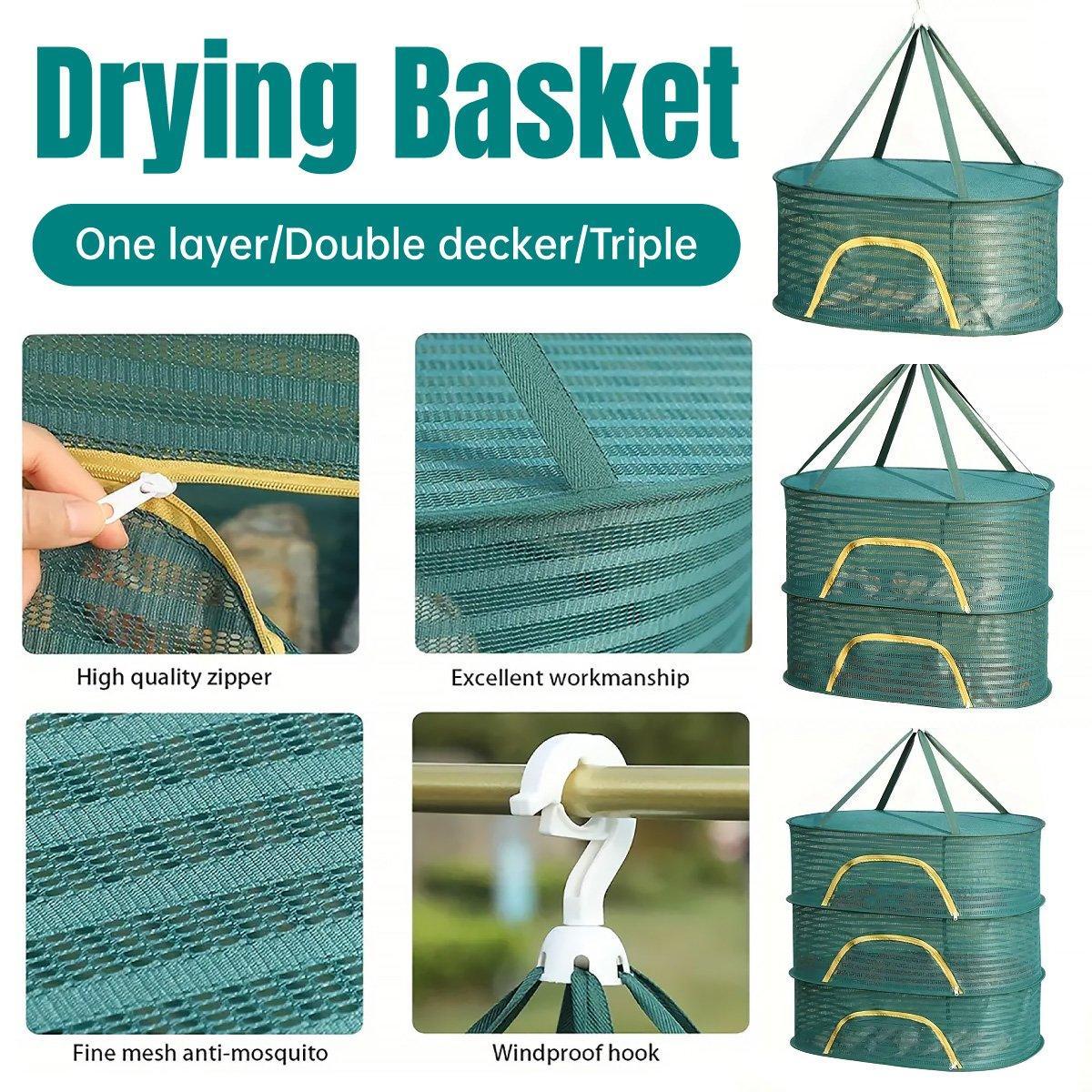 V528-DRYING-BASKET-1-GREEN-2046523-202510010627-00 Anti Mosquito Fully Enclosed Drying Net Basket for Fish Vegetables Fruit Herbs - Single layer - Image 1