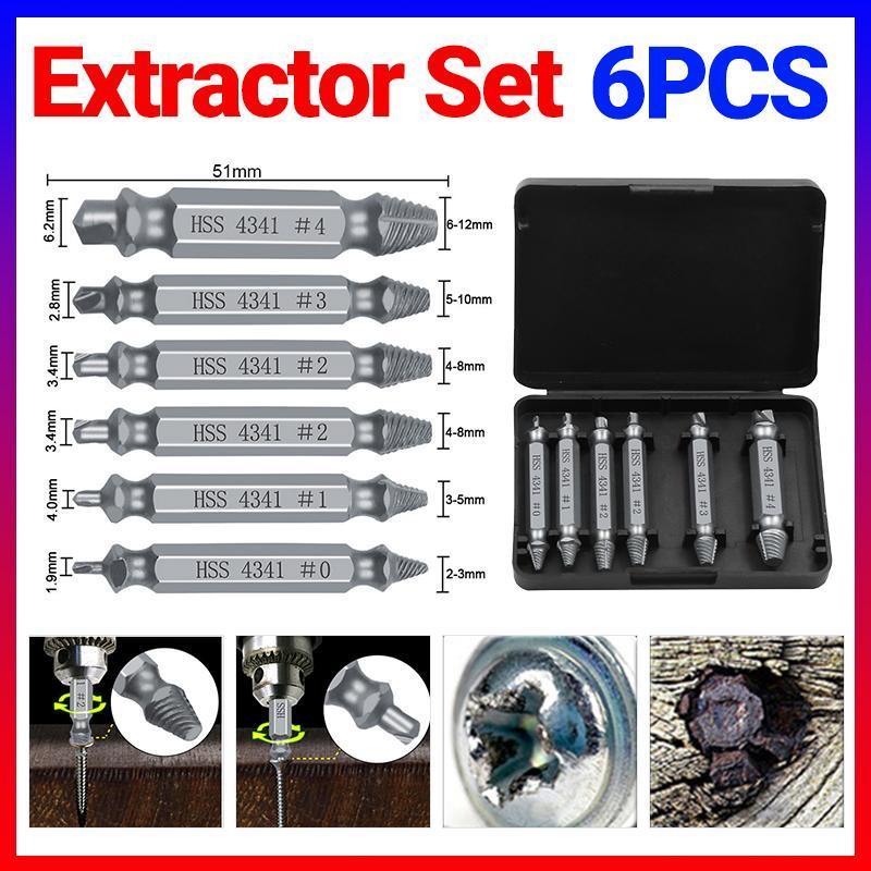 V528-ETRACTORSET-6PCS-656907-202509251021-00 6Pcs Damaged Screw Extractor Set Easy Out Broken Drill Bit Remover Kit Speed Out - Image 1