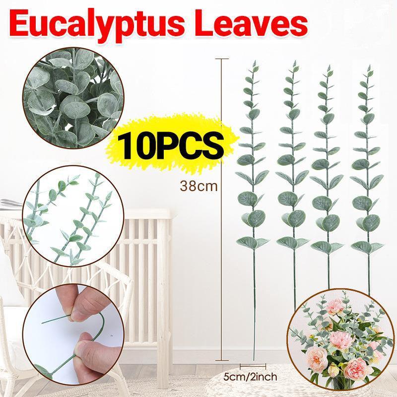 V528-EUCALYPTUSLEAVES-10PCS-480296-202509251036-00 Artificial Eucalyptus Leaf Flowers Fake Green Plant Nordic Home Party Decor - Image 1