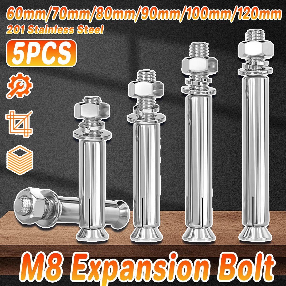 V528-EXPANSION-SCREW-5PCS-8-80-632522-202510011109-00 M8 Stainless Steel Expansion Anchor Bolts Heavy Duty Hex Head Screws - M8*80 - Image 1