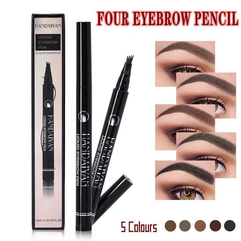 V528-EYEBROWINKPEN-02-301559-202509301227-00 4 Tip Waterproof Microblading Eyebrow Pen for Natural Hair-Like Strokes - 2# Margarine - Image 1