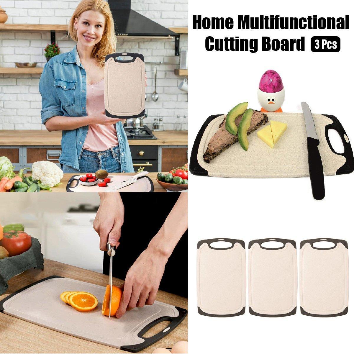 V528-FDA-BEIGE-3PCS-711607-202509251230-00 3PCS Wheat Straw Cutting Board Kitchen Chopping Board for Vegetables Meat Fruit - Image 1