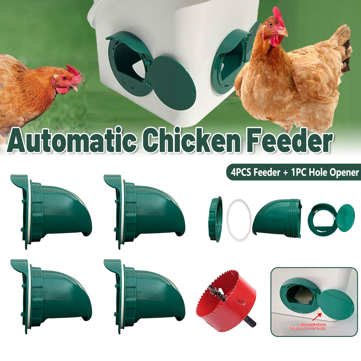 V528-FEEDER-5PCS-521777-202509291436-00 5PCS Automatic Chicken Feeder Poultry Feeding Cup Trough Drinker Set Hen Coop - Image 1