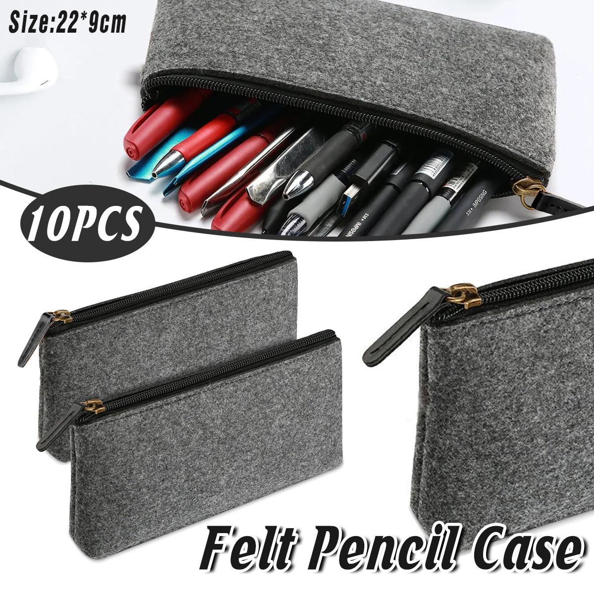 V528-FELTPENBAG-MEDIUM-GREY-10PCS-456200-202509291636-00 10PCS Large Capacity Felt Pencil Case Stationery Organizer Cosmetic Storage Bag - Image 1