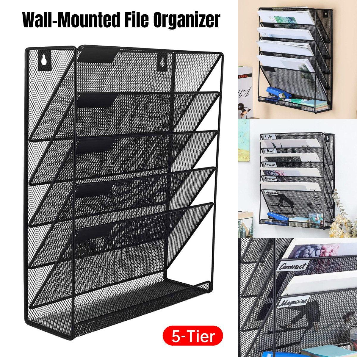 V528-FILE-RACK-397273-202509251104-00 5 Tier Iron File Organiser Desktop File Management Shelf for Office Storage Desk - Image 1