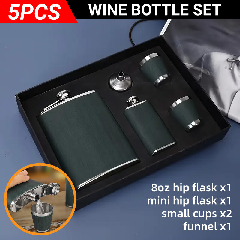 V528-FLAGON-GREEN-780564-202509251630-00 Stainless Steel Hip Flask Portable Wine Pot Flat Pocket Bottle Outdoor Travel - Image 1
