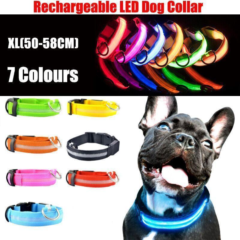 V528-FLASHINGLIGHT-YELLOW-L-364333-202509301127-00 XL Size USB Rechargeable LED Dog Collar Nylon Glow Flashing Light Up Gear - Yellow - Image 1